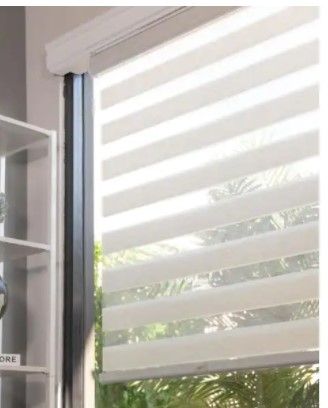 Photo 1 of ***PARTS ONLY*** Basic Natural Cordless Cut-to-Width Light Filtering Dual Layer Zebra Roller Shade 71 in. W x 72 in. L
