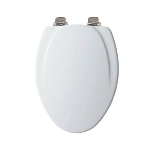 Photo 1 of **DAMAGE TO SEAT** Mayfair Slow Close Elongated White Molded Wood Toilet Seat
