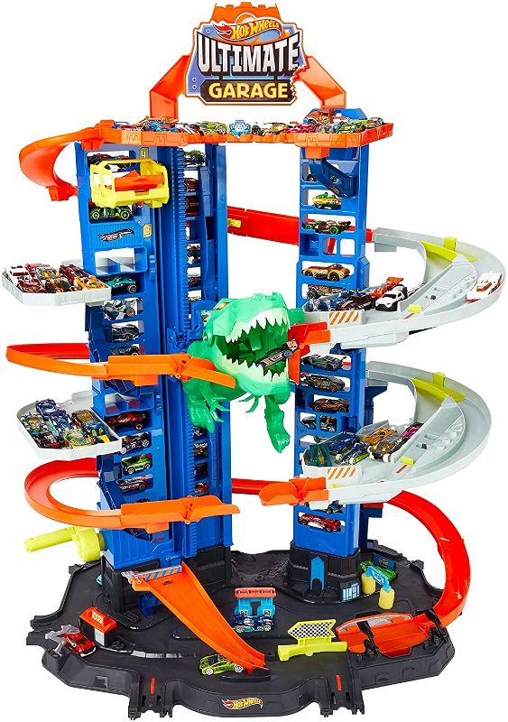 Photo 1 of **MISSING PARTS**Hot Wheels City Robo T-Rex Ultimate Garage, Multi-level Multi-Play Mode, Stores 100 Plus 1:64 Scale Cars, Gift Idea for Kids 3 and Older
