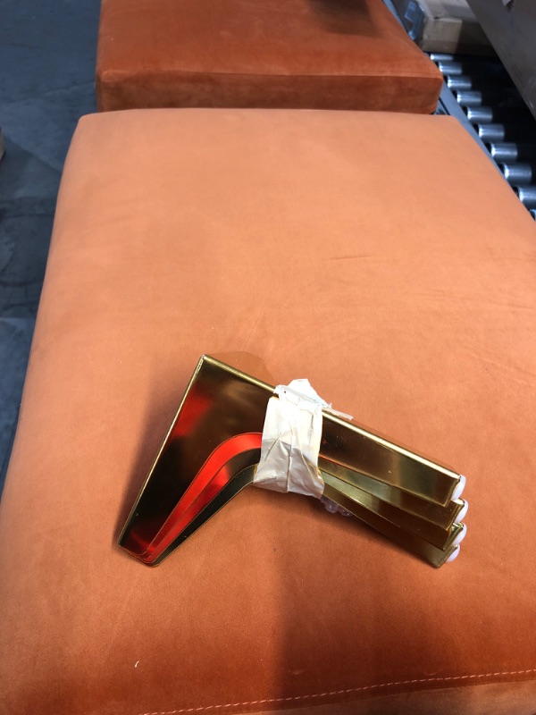 Photo 2 of **MISSING LOUNGE CHAIR**SOFA ONLY**BOX 1 OUT OF 2** Casa Andrea Milano llc Modern Large Velvet Fabric Sectional Sofa Couch with Extra Wide Chaise Lounge with Golden Legs, L Shaped, Tangerine
