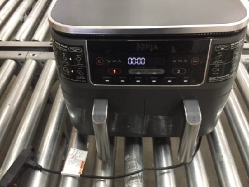 Photo 3 of **MISSING SMALL COMPONENTS** Ninja DZ201 Foodi 8 Quart 6-in-1 DualZone 2-Basket Air Fryer with 2 Independent Frying Baskets, Match Cook & Smart Finish to Roast, Broil, Dehydrate...
