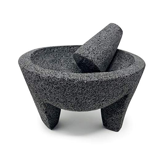 Photo 1 of * SEE COMMENTS* Lindo Brand 9 Inch Molcajete Mortar and Pestle, Mexican Handmade with Quality Lava Ideal as Herb Bowl, Spice Grinder, Pill Crusher, Pesto Powder, Volc
