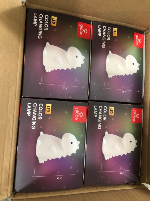 Photo 3 of Globe Electric Tommy Dinosaur MultiColor changing Integrated LED Rechargeable Silicone Night Light Lamp, White- 4 pack 