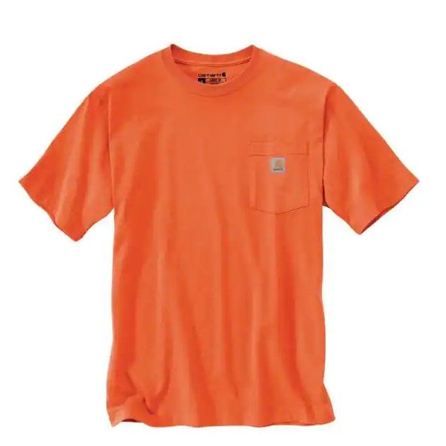 Photo 1 of Carhartt Men's Medium Brite Orange Cotton Loose Fit Heavyweight Short Sleeve Pocket T-Shirt