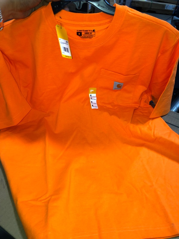 Photo 2 of Carhartt Men's Medium Brite Orange Cotton Loose Fit Heavyweight Short Sleeve Pocket T-Shirt