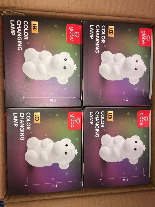 Photo 1 of Globe Electric Marley Monkey Multi-Color Changing Integrated LED Rechargeable Silicone Night Light Lamp, White- 4 pack 