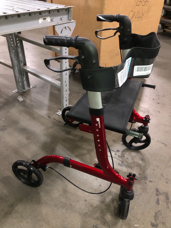 Photo 3 of Aluminum Rollator Rolling Walker, Red