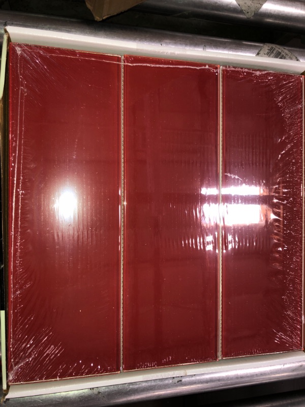 Photo 3 of 2pack -Giorbello Ruby Red 4 in. x 12 in. x 8mm Glass Subway Tile (5 sq. ft./Case)