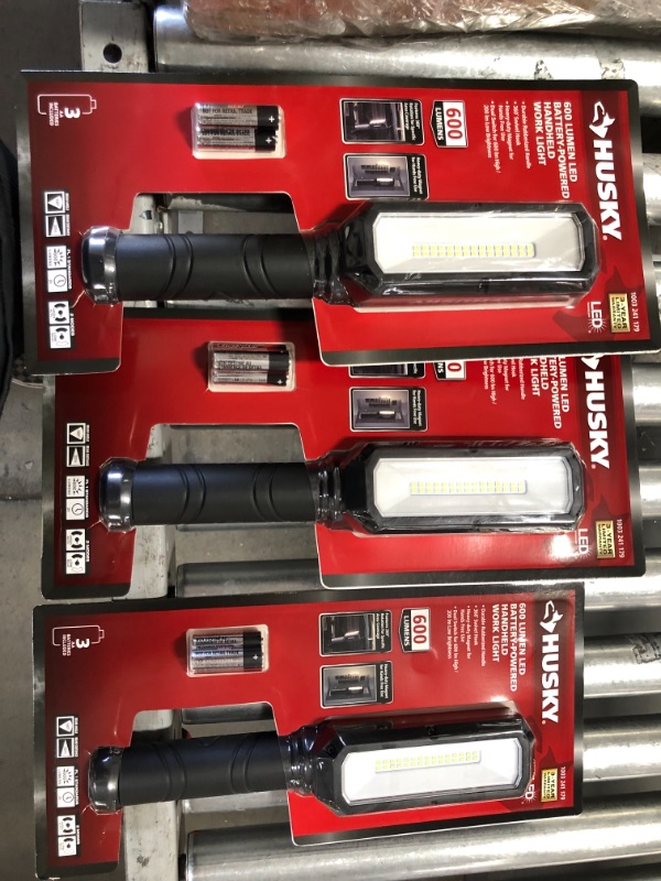 Photo 2 of Husky 600-Lumen Battery Powered Handheld Light-- 3 pack 