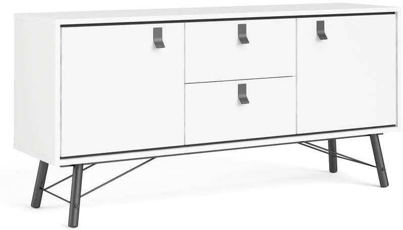 Photo 1 of *INCOMPLETE, MISSING HARDWARE, MISSING COMPONENTS*
Tvilum Door, 2 Drawer Sideboard, White Matte/Black
