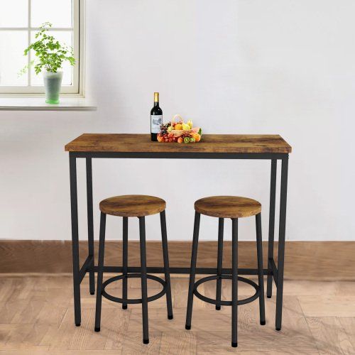 Photo 1 of ***DAMAGED**3-Piece Pub Table Set with 2 Stools, Counter Height Bar Table Set, Breakfast Dining Table for Home, Kitchen, Living Room
