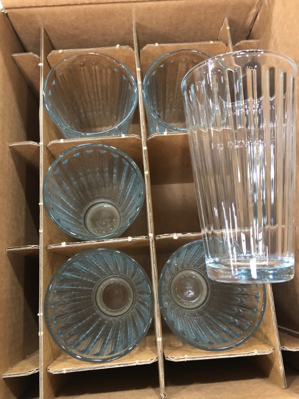 Photo 2 of ***SET OF 3**AmazonCommercial Drinking Glasses, Fluted Highball - Set of 18, Clear, 13 Oz
