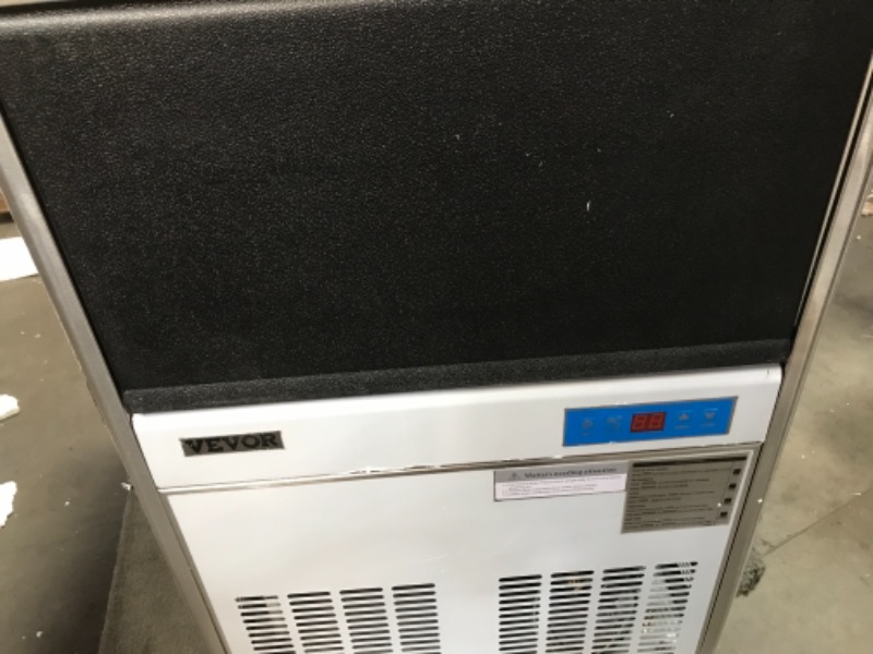 Photo 6 of *DAMAGE TO UNIT* VEVOR 110V Commercial Ice Maker 80-90LBS/24H with 33LBS Bin, Full Heavy Duty Stainless Steel Construction, Automatic Operation, Clear Cube for Home Bar, Include Water Filter, Scoop, Connection Hose
