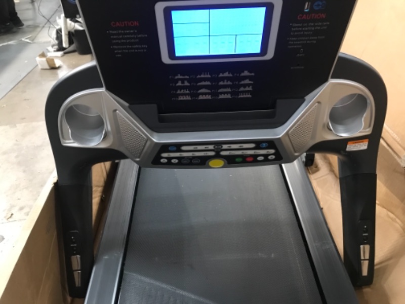 Photo 2 of ***DAMAGED** Sunny Health & Fitness Energy Flex Electric Treadmill with Bluetooth Connectivity, Automatic Incline, Speakers and 16 Preloaded Programs - SF-T7724
