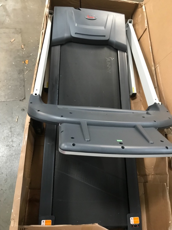 Photo 4 of ***DAMAGED** Sunny Health & Fitness Energy Flex Electric Treadmill with Bluetooth Connectivity, Automatic Incline, Speakers and 16 Preloaded Programs - SF-T7724
