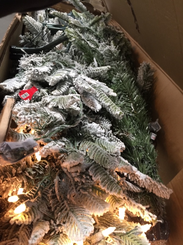 Photo 3 of 7 1/2 Ft. Pre-lit Aspen Green Fir Flocked Artificial Christmas Tree 700 UL Listed Clear Lights 