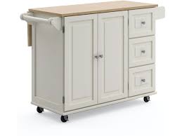 Photo 1 of **INCOMPLETE MISSING HARDWARE** Dolly Madison White Kitchen Cart with Natural Wood Top