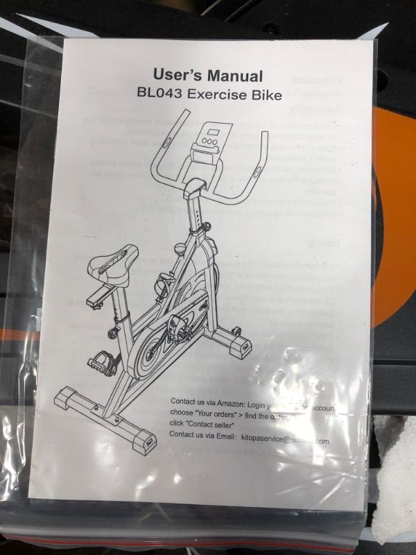 Photo 5 of  Exercise Bike - Kitopa Magnetic Resistance Stationary Bike, Quiet Belt Drive Indoor Cycling Bike with Comfortable Seat Cushion and LCD Monitor for Home Workout
Some scratches and scuffs!