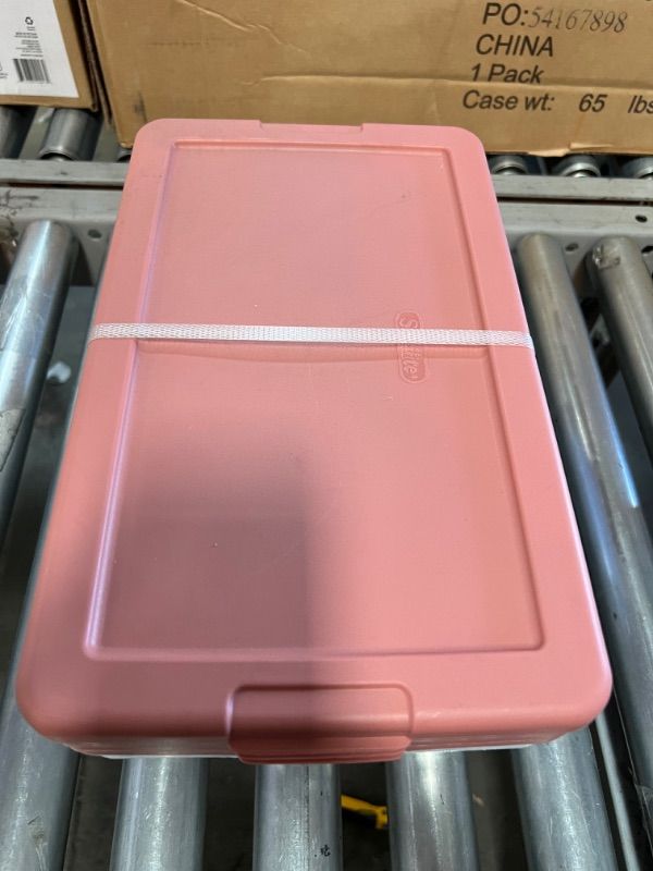 Photo 2 of Sterilite Storage Box 13.5 X 8.3 X 4.8, 6 Qt. Clear, pink 4 pack 