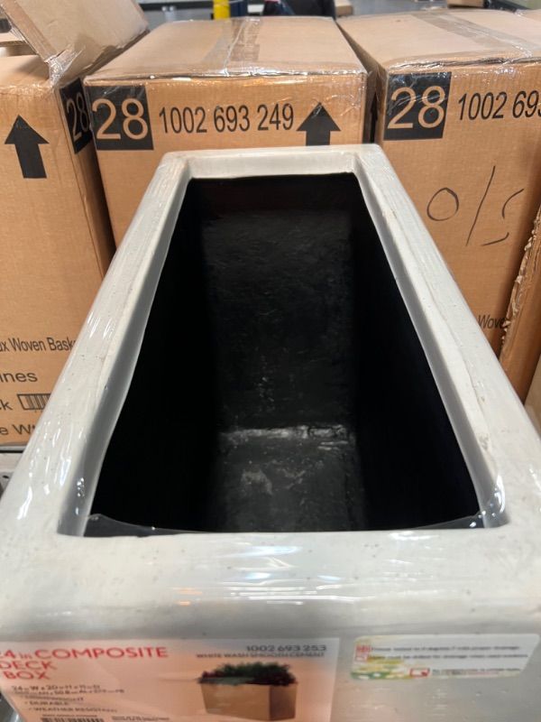 Photo 1 of 20 in. H x 24 in. x 11 in. Composite White Wash Deck Box in a Smooth Cement Finish