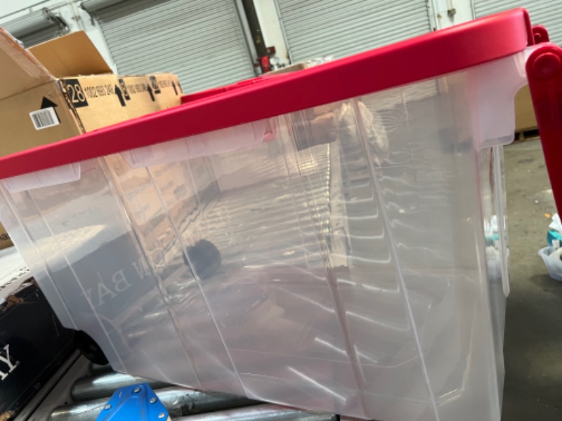 Photo 2 of 160 Qt. Wheeled Storage Box, RED 37''L  X  21 1/4W  X  17 3/4 H 