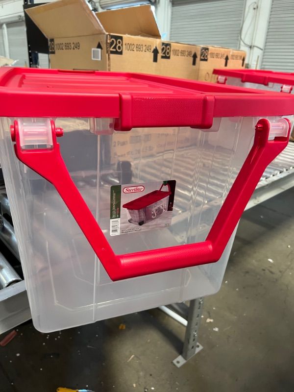 Photo 3 of 160 Qt. Wheeled Storage Box, RED 37''L  X  21 1/4W  X  17 3/4 H 