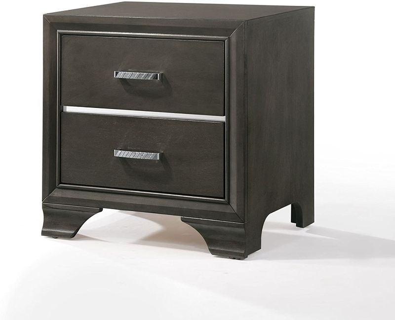 Photo 1 of **SOME PANELS ARE DAMAGED**
ACME Furniture 26263 Carine II Nightstand, Charcoal
