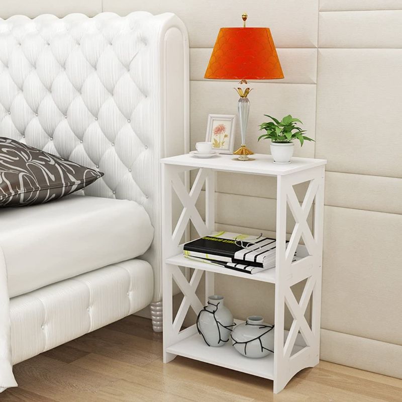 Photo 1 of **MISSING ASSEMBLY INSTRUCTIONS**SIMILAR TO STOCK PHOTO**
Rerii End Table, Side Table 2 Tier, Simple Bedside Nightstand, 2 Shelf Small Bookshelf Bookcase, Display Rack for Bathroom, Bedroom and Living Room, White
