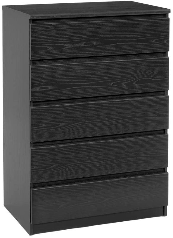 Photo 1 of **INCOMPLETE, MISSING BOX # 2 , MISSING HARDWARE**
Tvilum Scottsdale 5 Drawer Chest, Black Wood Grain
