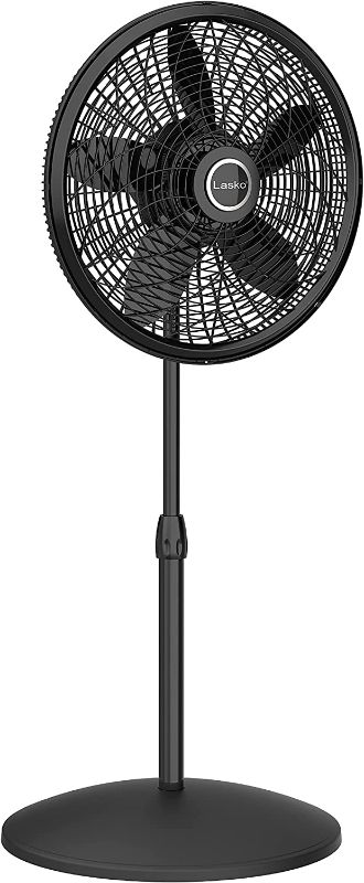 Photo 1 of **MISSING HARDWARE, POLE IS BENT*
Lasko Elegance & Performance Pedestal Fan, 18 Inch, Black 1827
