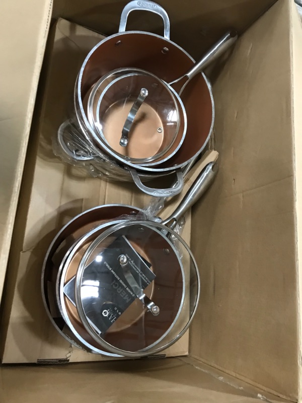 Photo 5 of **INCOMPLETE**
Gotham Steel Hammered Copper Collection – 15 Piece Premium Cookware & Bakeware Set with Nonstick Coating, Aluminum Composition– Includes Fry Pans, Stock Pots, Bakeware Set & More, Dishwasher Safe
