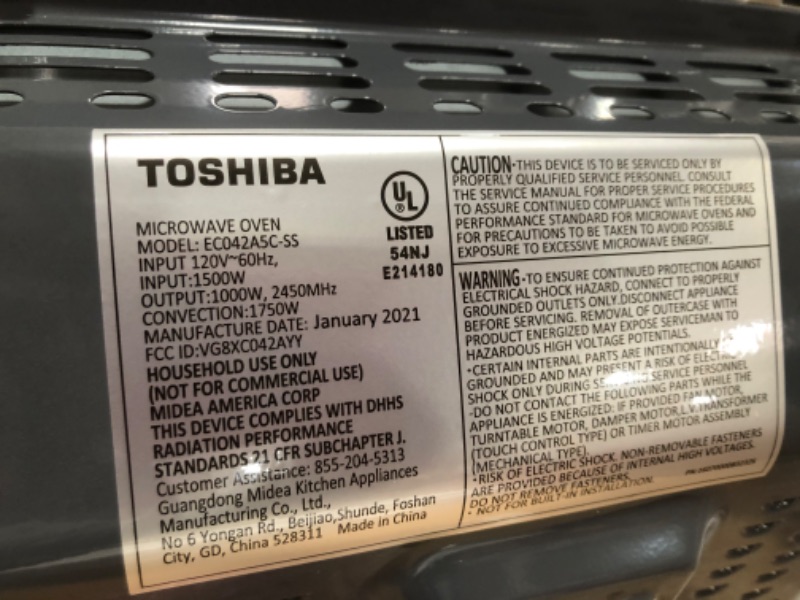 Photo 2 of Toshiba EC042A5C-SS Countertop Microwave Oven with Convection, Smart Sensor, Sound On/Off Function and LCD Display, 1.5 Cu.ft, Stainless Steel