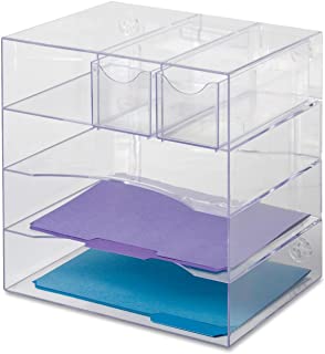 Photo 1 of (CRACKED/SCRATCHED)
Rubbermaid Organizer Desk, Optimizers 4-Way Organizer with Drawers 13-1/4"w x 13-1/4"d x 10"h, 1 Unit, Clear (RUB94600ROS)