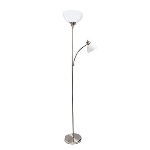 Photo 1 of (CRACKED LG SHADE)
Simple Designs Home LF2000-BSN Simple Designs, Brushed Nickel Floor Lamp with Reading Light
