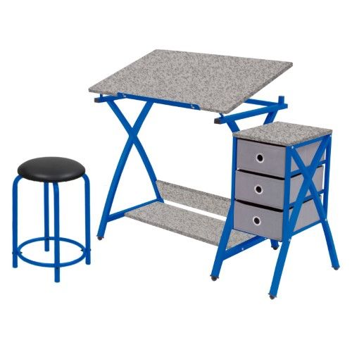 Photo 1 of Studio Designs Home Office Comet Center with Stool - Blue/Spatter Gray
