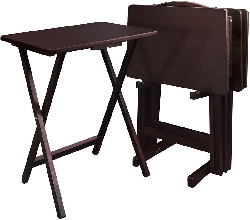 Photo 1 of 5-Piece Espresso Foldable Tray Table