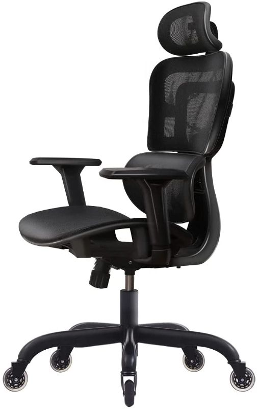 Photo 1 of Office Chair, FelixKing Ergonomic Desk Chair with Adjustable Headrest and Armrests Lumbar Support and Roller Blade Wheels Reclining High Back Mesh Computer Chair (Black)
