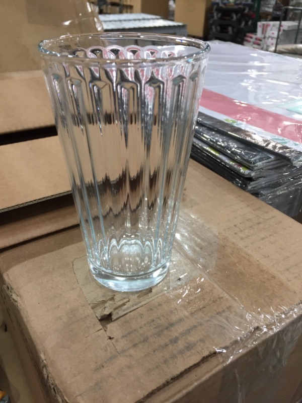 Photo 2 of AmazonCommercial Drinking Glasses, Fluted Highball - Set of 6, Clear, 13 oz