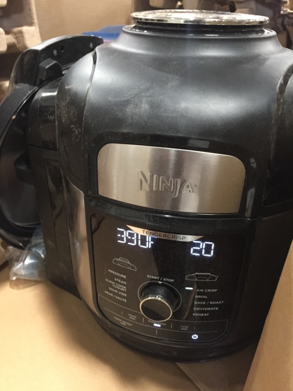 Photo 3 of ** MAJOR DAMAGE***
Ninja FD401 Foodi 12-in-1 Deluxe XL 8 qt. Pressure Cooker & Air Fryer that Steams, Slow Cooks, Sears, Sautés, Dehydrates & More, with 5 qt. Crisper Basket, Deluxe Reversible Rack & Recipe Book, Silver
