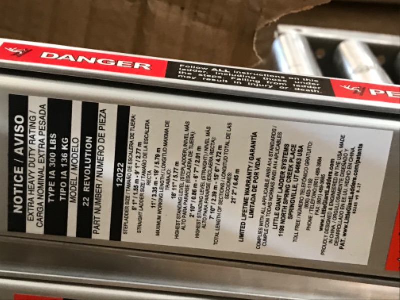 Photo 2 of Little Giant Ladders, Revolution, M22, 22 ft, Multi-Position Ladder, Aluminum, Type 1A, 300, 300 lbs weight rating, (12022) *** MINOR SCRATCHES***

