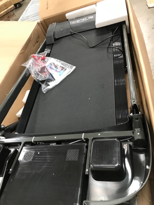 Photo 3 of SereneLife Folding Treadmill - Foldable Home Fitness Equipment with LCD for Walking & Running - Cardio Exercise Machine  ***USED***