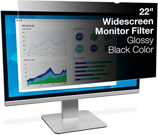 Photo 1 of 3M Privacy Filter for 22.0 Inch Widescreen Monitor, Reversible Gloss/Matte, Reduces Blue Light, Screen Protection, 16:9 Aspect Ratio (PF220W1B)
