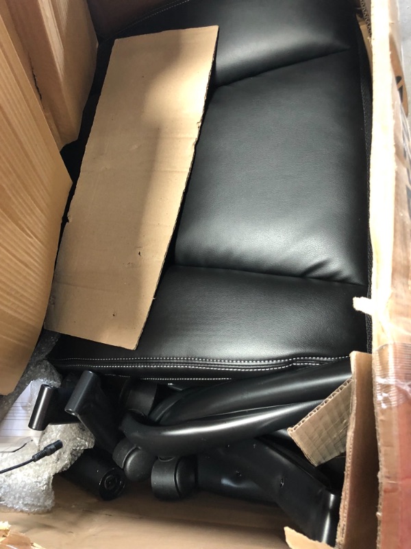 Photo 2 of parts only. missing middle bracket piece and cylinder 
Big and Tall Office Chair 500lb Wide Seat Desk Chair with Lumbar Support Armrest Swivel Rolling High Back PU Leather Computer Chair Massage Adjustable Ergonomic Task Chair for Adults Women(Black)
