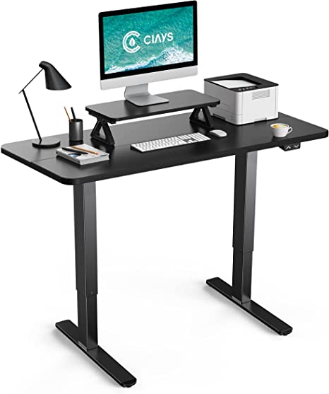 Photo 1 of Ciays 48" Electric Standing Desk, Ergonomic Height Adjustable Desk with Small Table for Home and Working, 48 x 24 inch Sit Stand Desk, Computer Workstation with Black
