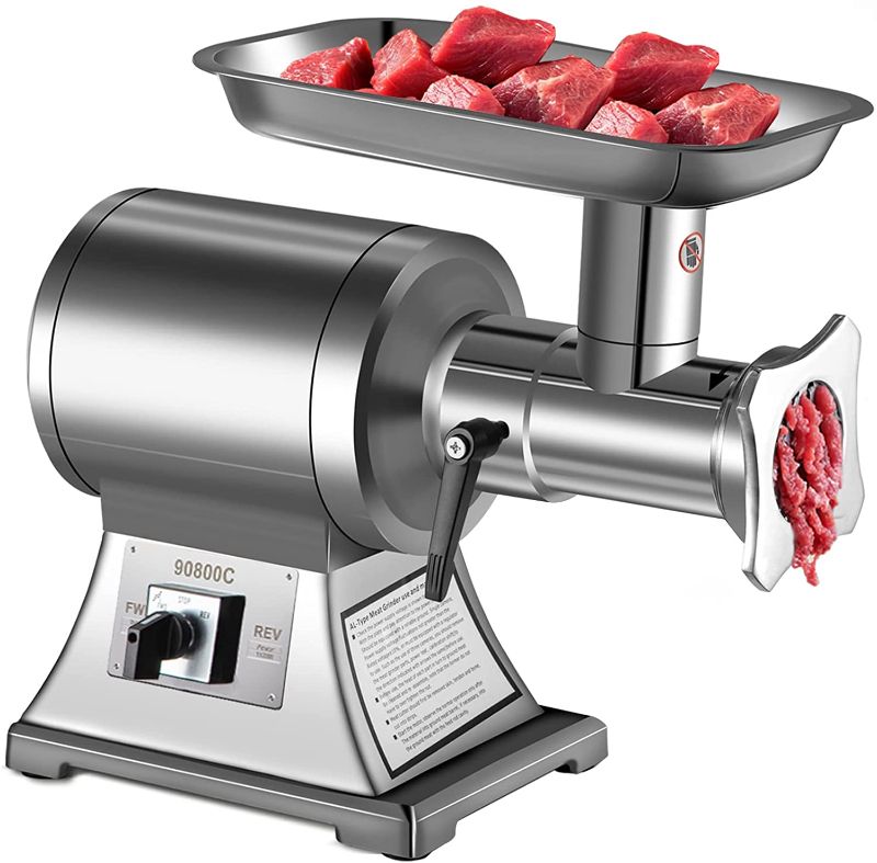 Photo 1 of VEVOR Commercial Meat Grinder, 551 Lbs/h 1100W Electric Meat Grinder, 225r/min Stainless Steel Electric Sausage Stuffer, Sausage Kit Set Meat Mincer Heavy Duty with 2 Grinding Plates & Stuffing Tubes