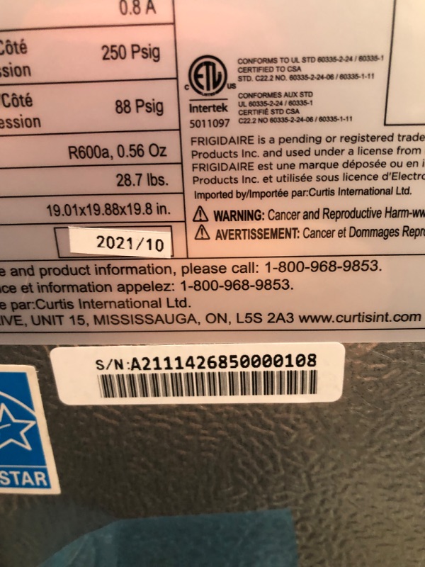 Photo 5 of POWER SON BUT DOESN'T GET COLD NOT FUNCTIONAL; 
Frigidaire EFR176-BLUE 1.6 cu ft Blue Retro Fridge with Side Bottle Opener. for The Office, Dorm Room or Cabin