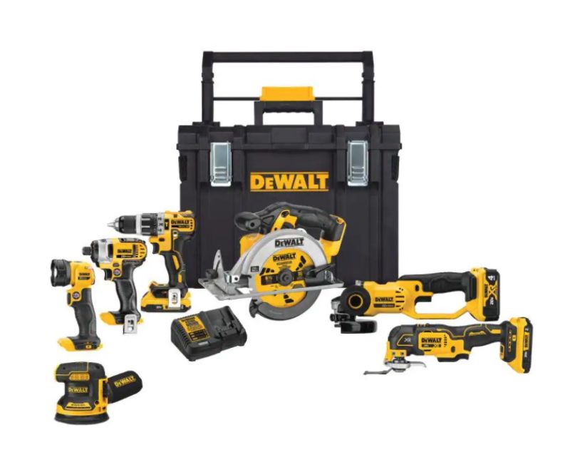 Photo 1 of 20-Volt MAX Cordless Combo Kit (7-Tool) with ToughSystem Case, (1) 20-Volt 4.0Ah Battery & (2) 20-Volt 2.0Ah Batteries
