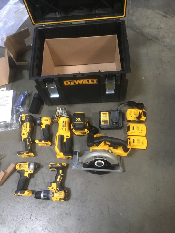 Photo 2 of 20-Volt MAX Cordless Combo Kit (7-Tool) with ToughSystem Case, (1) 20-Volt 4.0Ah Battery & (2) 20-Volt 2.0Ah Batteries
