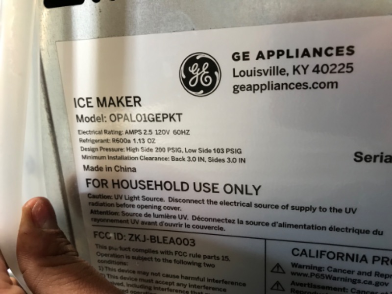 Photo 9 of GE Profile Opal | Countertop Nugget Ice Maker with Side Tank | Portable Ice Machine with Bluetooth Connectivity | Smart Home Kitchen Essentials | Stainless Steel Finish | Up to 24 lbs. of Ice Per Day
