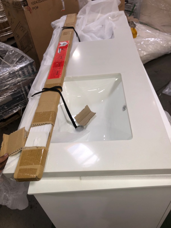 Photo 7 of ***DAMAGED DUE TO SHIPPING***
Home Decorators Collection Densbury 60 in. W x 22 in. D Bath Vanity in White with Cultured Stone Vanity Top in White with White Basins-FAUCETS ARE NOT INCLUDED 